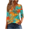 thumbnail image 1 of Fashion Women's Casual Printed Round Neck Long Sleeve T-shirt Blouse Zipper Tops, 1 of 4