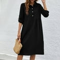 thumbnail image 1 of Fashion Women's Casual Sexy Round Neck Summer And Short Sleeve Button Dress, 1 of 6