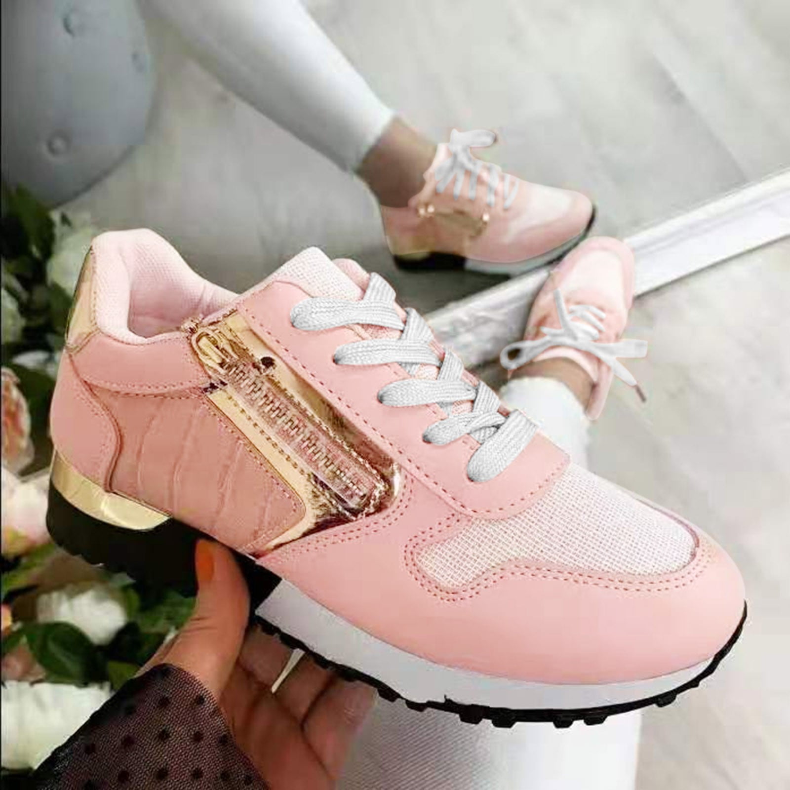 Women Beige High Top Canvas Shoes With Gold Chain Platform Shoes Height  Increasing Casual Sport Shoes Ladies Sneakers Beige Shoes For Women With  Gold Rose Embroidery | SHEIN