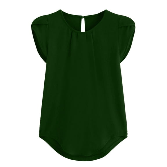 Fashion Women's Casual Short-sleeved T-shirts Solid Neck Round Blouse for Summer Seasonal Wear Elegant Women's Tops