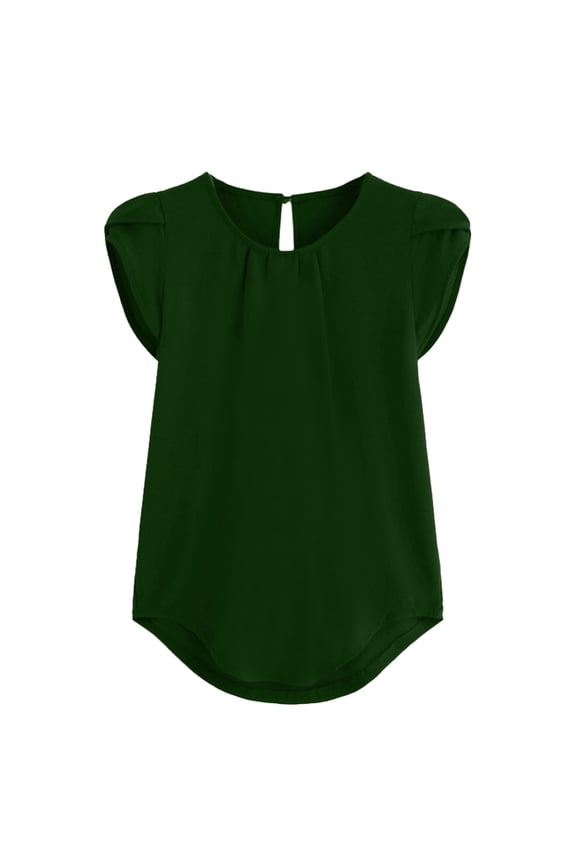 Fashion Women's Casual Short-sleeved T-shirts Solid Neck Round Blouse for Summer Seasonal Wear Elegant Women's Tops