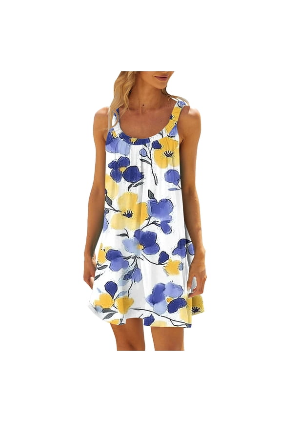 Fashion Women's Casual Sleeveless Loose Non Positioning Printing Elasticity Dress