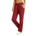 thumbnail image 1 of Fashion Women's Casual Solid Color Waist Sweatpants Side Pockets Pants Wine,Size S, 1 of 5