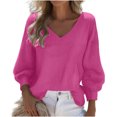 thumbnail image 1 of Fashion Women's Comfortable V-Neck Long Sleeve 2025 Solid Casual T-shirt Blouse, 1 of 3