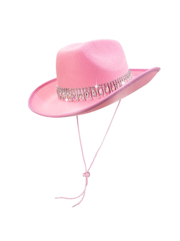 Fashion Women's Cowgirl Hat Western Cosplay Cowboy Hat Retro Unisex Sequin Wide Brim Bachelorette Party Hat Cowboy Hat