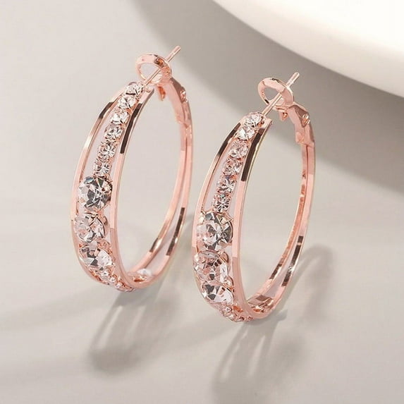 Fashion Women's Exaggerated Zircon Earrings, Elegant Ear Clips for Party and Wedding, Alloy Jewelry Gift