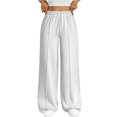 thumbnail image 1 of Fashion Women's High Waist Wide Leg Loose Casual Drawstring Sports Pants, Light Gray, Size S, 1 of 6