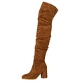 thumbnail image 1 of Xiaoxatg Fashion Women's Knee High Boots Stylish Thick High Heels Pleated Suede Long Footwear for Women 7.5 Brown, 1 of 7
