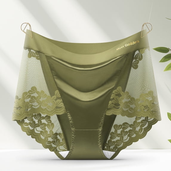 Fashion Women's Lace Patchwork Underpants Breathable Soft Comfortable Panties Underwear Women Panties Green S