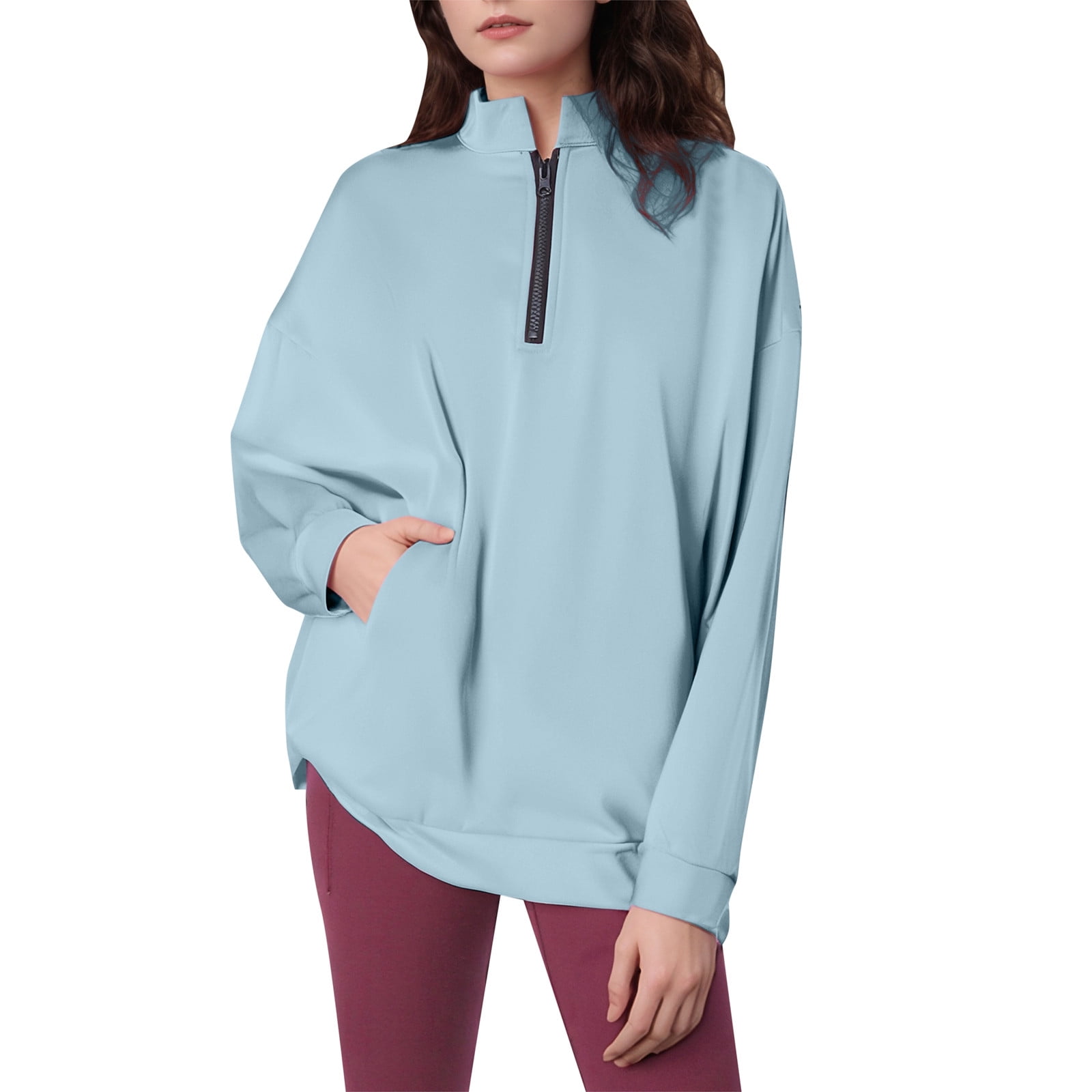 Half Zip Long Sleeve Sweatshirt with Pockets main image 1