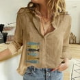 thumbnail image 1 of Fashion Women's Loose Button Solid Lapel Long Sleeves T Shirt Blouse Tops, 1 of 5
