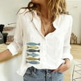 thumbnail image 1 of Fashion Women's Loose Button Solid Lapel Long Sleeves T Shirt Blouse Tops, 1 of 5