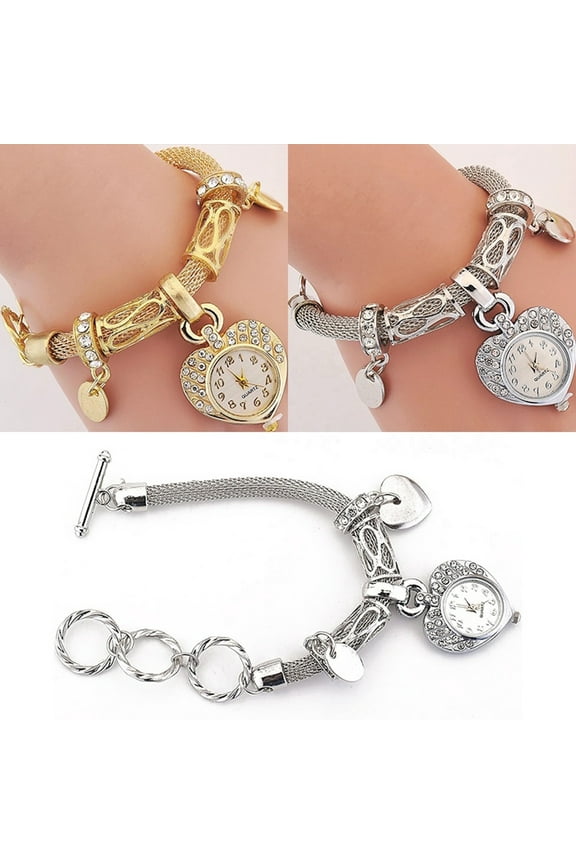 Fashion Women's Love Heart Bracelet Watch Charm Band Analog Quartz Wrist Watch