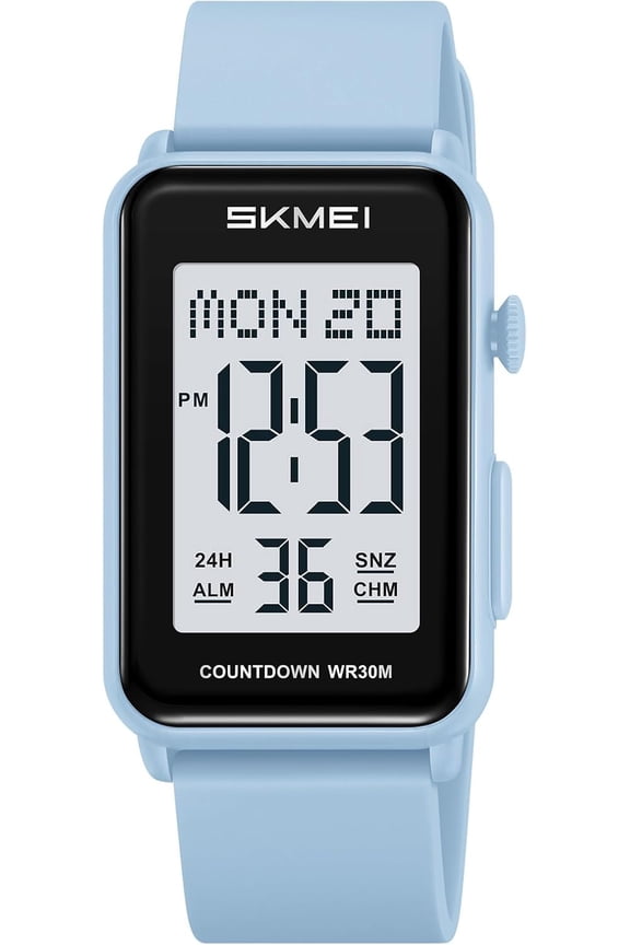 Fashion Women’s Men's Digital Watch Unisex Big Numbers Dial Rectangular Face Waterproof Silicone Strap LED Watches