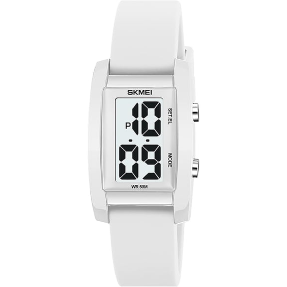 Fashion Women's  Men's Digital Watch Unisex Big Numbers Dial Rectangular Face Waterproof Silicone Strap LED Watches