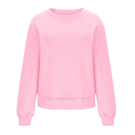Fashion Women’s Oversized Pullover Sweatshirt – Long Sleeve Crewneck Solid Color Top, Comfortable Fleece Casual Outfit for Fall Winter Seasons Light pink