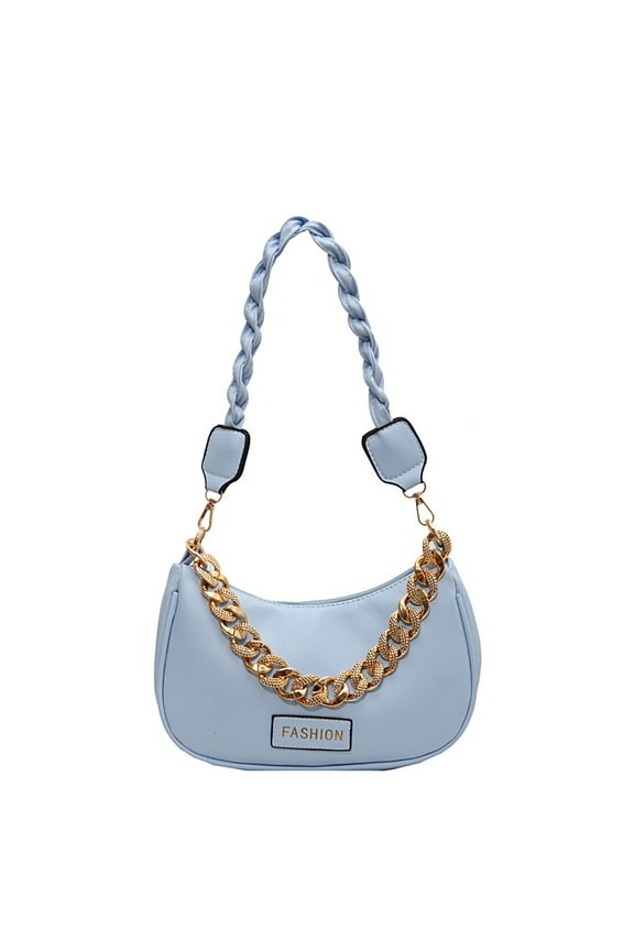 Fashion Women's PU Leather Single Shoulder Bag with Twist Rope Strap & Gold Chain Accent, Compact Zip Closure Handbag for Daily Commute, Party, Evening Out