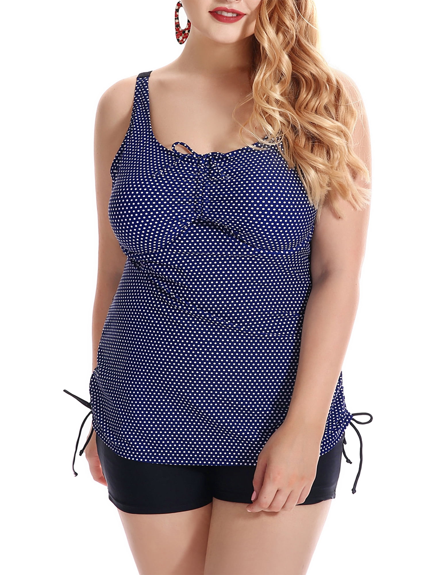 Fashion Women's Plus Size Athletic Swimwear Polka Dot Two Pieces