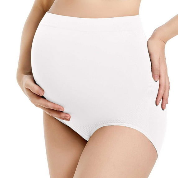 Fashion Women's Pregnant Woman Panties Plus Size Breathable High Waist Support Adjustable Cute Expression Printed Pregnancy Pants Leggings Ladies Underwear Panties White L