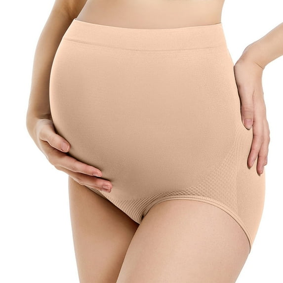 Fashion Women's Pregnant Woman Panties Plus Size Breathable High Waist Support Adjustable Cute Expression Printed Pregnancy Pants Leggings Period Underwear Khaki S