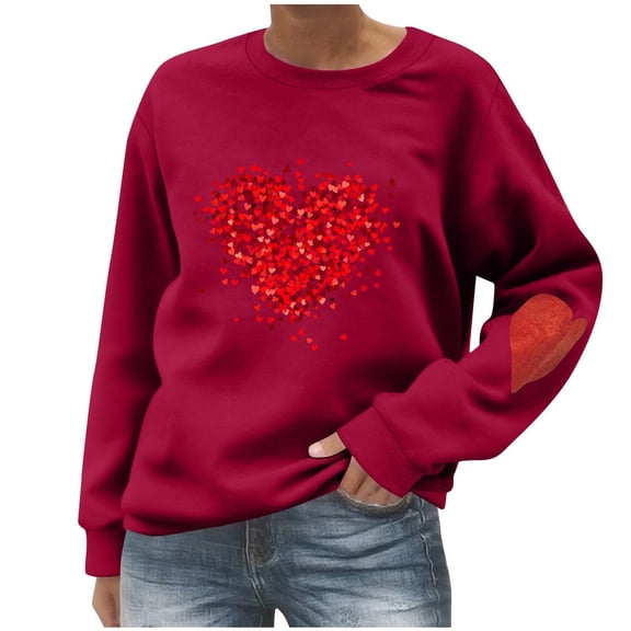 Fashion Women's Print Casual Long Sleeve Round Neck Ladies Loose Sweatshirt Tops Blouse
