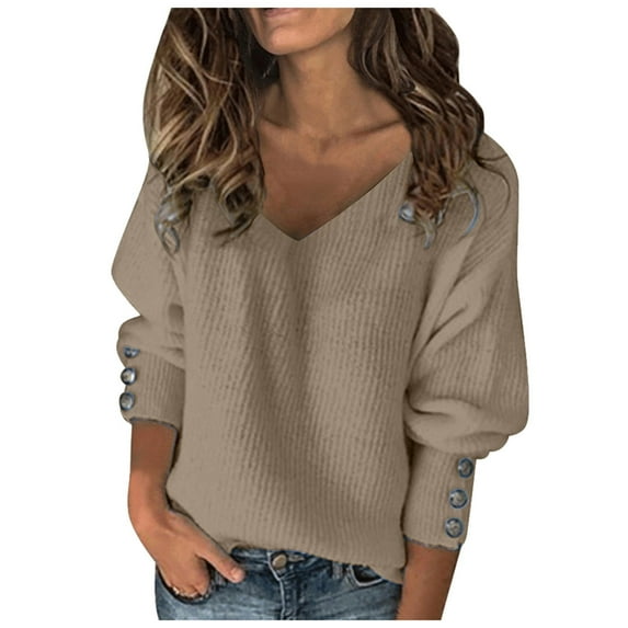 Fashion Women's Pullover Sweater - Elegant Soft Knitted Casual Top with Bow and Solid Buttons for Stylish Comfort