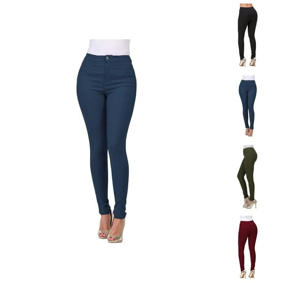 Fashion Women's Pure Color High-waisted Straight-barrel Small Feet Jeans Womens Capri Pants