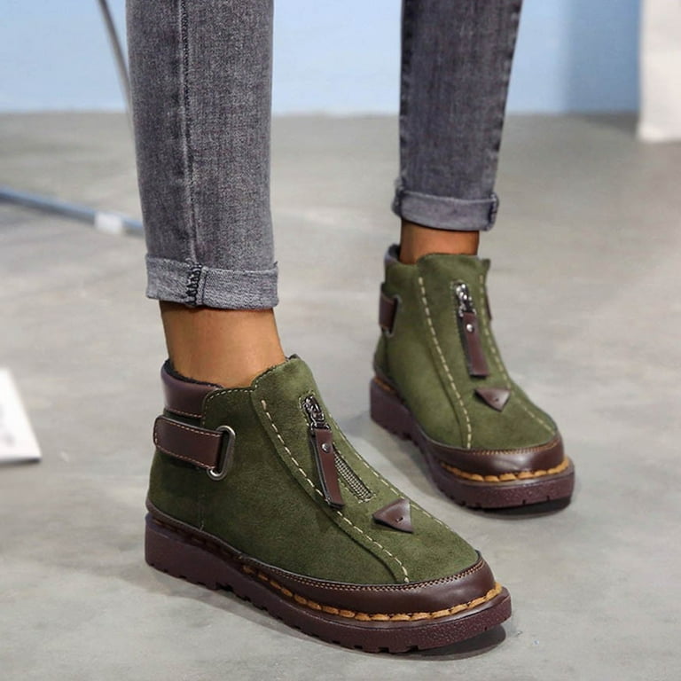 Fashion Women s Shoes Thick soled Colorblock Brock Flat Short Boots Note Please Buy One Or Two Sizes Larger