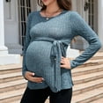 thumbnail image 1 of Women's Maternity Shirts Long Sleeve Sweatshirt Pregnancy Casual Tunic Top Pregnancy Clothes Sky Blue XL, 1 of 7