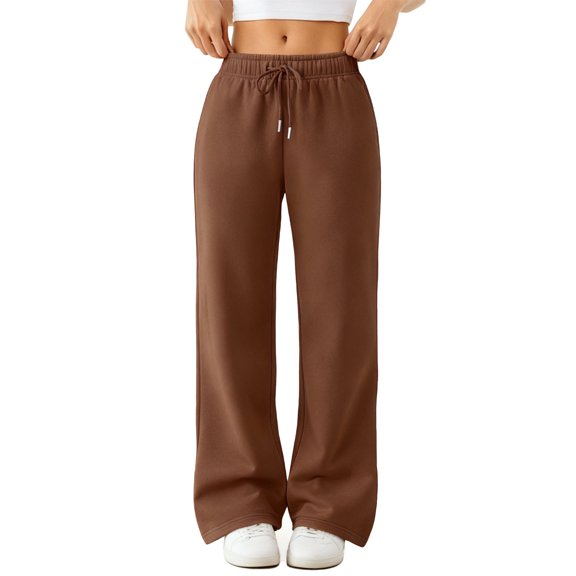 Fashion Women's Sports Pants Loose Wide-Leg Design, Comfortable Casual Wide-Leg Jogging Pants with Pockets for Athletic Wear and Everyday Active Lifestyle,Brown,XL
