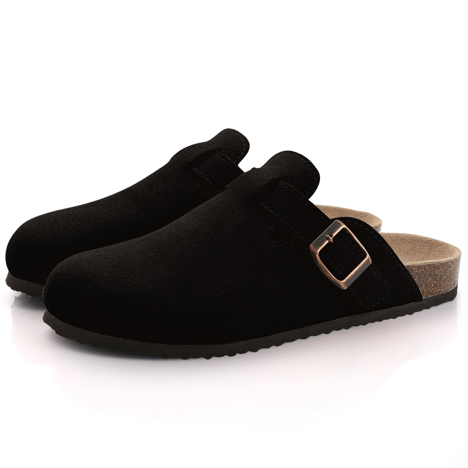 Fashion Women's Suede Mules Slippers Men Clogs Cork Insole Sandals With