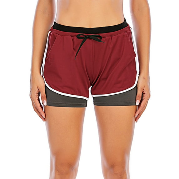 Fashion Women's Summer Pants Elastic Waistband Sports Shorts Gym Workout Yoga Short Pants Solid Color Gray/Rose Red/Blue/Purple