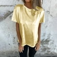 thumbnail image 1 of Fashion Women's Summer Round-Neck Solid Short Sleeve Casual Blouse, 1 of 6