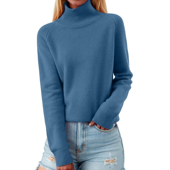 Fashion Women's Sweater with Turtleneck Loose Fit Long Sleeve Knit Thickened Polyester Perfect for Seasonal Styles