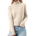 thumbnail image 1 of Fashion Women's Sweater with Turtleneck Loose Fit Long Sleeve Knit Thickened Polyester Perfect for Seasonal Styles, 1 of 8