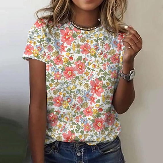 Fashion Women‘s T Shirt Floral Graphic Harajuku Clothing O-neck Tops Pullover 3D Print Short Sleeve Tees Loose Streetwear Summer