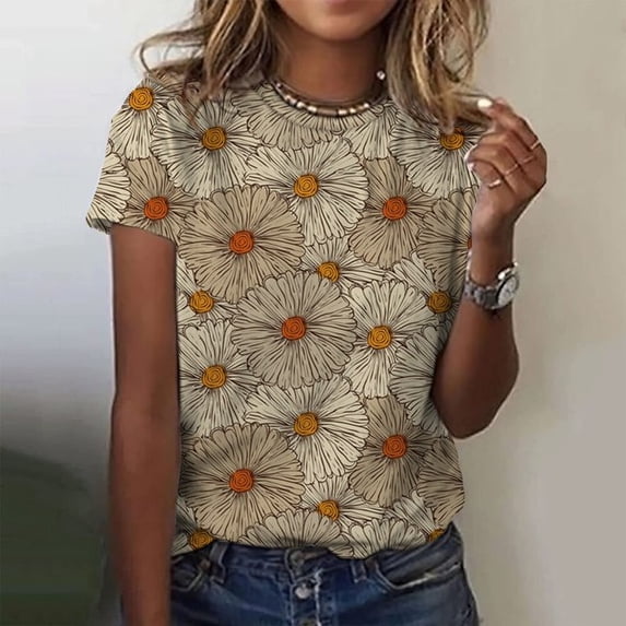 Fashion Women‘s T Shirt Floral Graphic Harajuku Clothing O-neck Tops Pullover 3D Print Short Sleeve Tees Loose Streetwear Summer