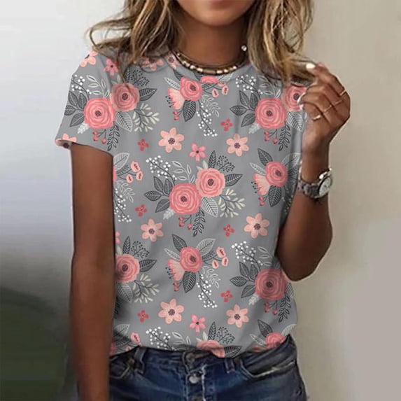 Fashion Women‘s T Shirt Floral Graphic Harajuku Clothing O-neck Tops Pullover 3D Print Short Sleeve Tees Loose Streetwear Summer