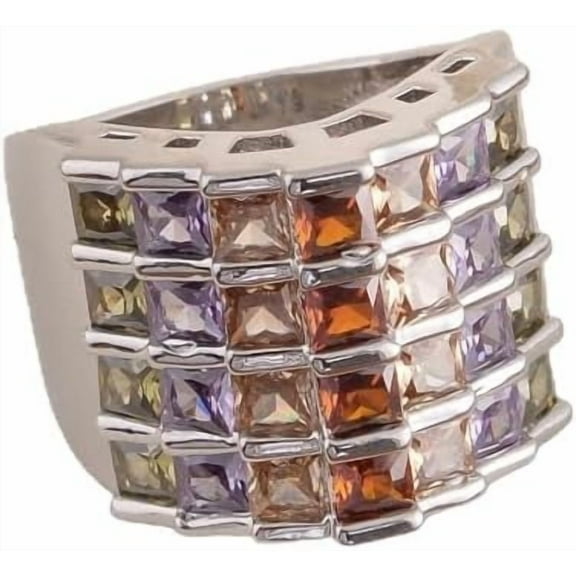 Fashion Women's Wide Finger Band Crystal Statement Ring Multi-Color Cubic Zirconia Stacking Ring Chunky Band Rings Fashion Jewelry Comfort Fit