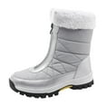 thumbnail image 1 of Xiaoxatg Fashion Women's Winter Flat Zipper Warm Boots Stylish Comfortable Mid Calf Shoes 8 Grey, 1 of 7