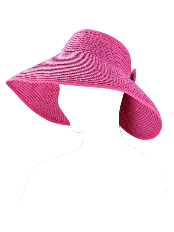 Fashion Women's and Girl's roll-up Summer Bow Tie Straw Visor Sun Hat
