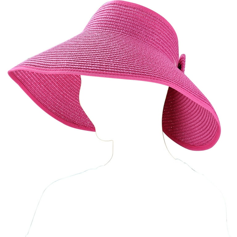 Fashion Women's and Girl's roll-up Summer Bow Tie Straw Visor Sun