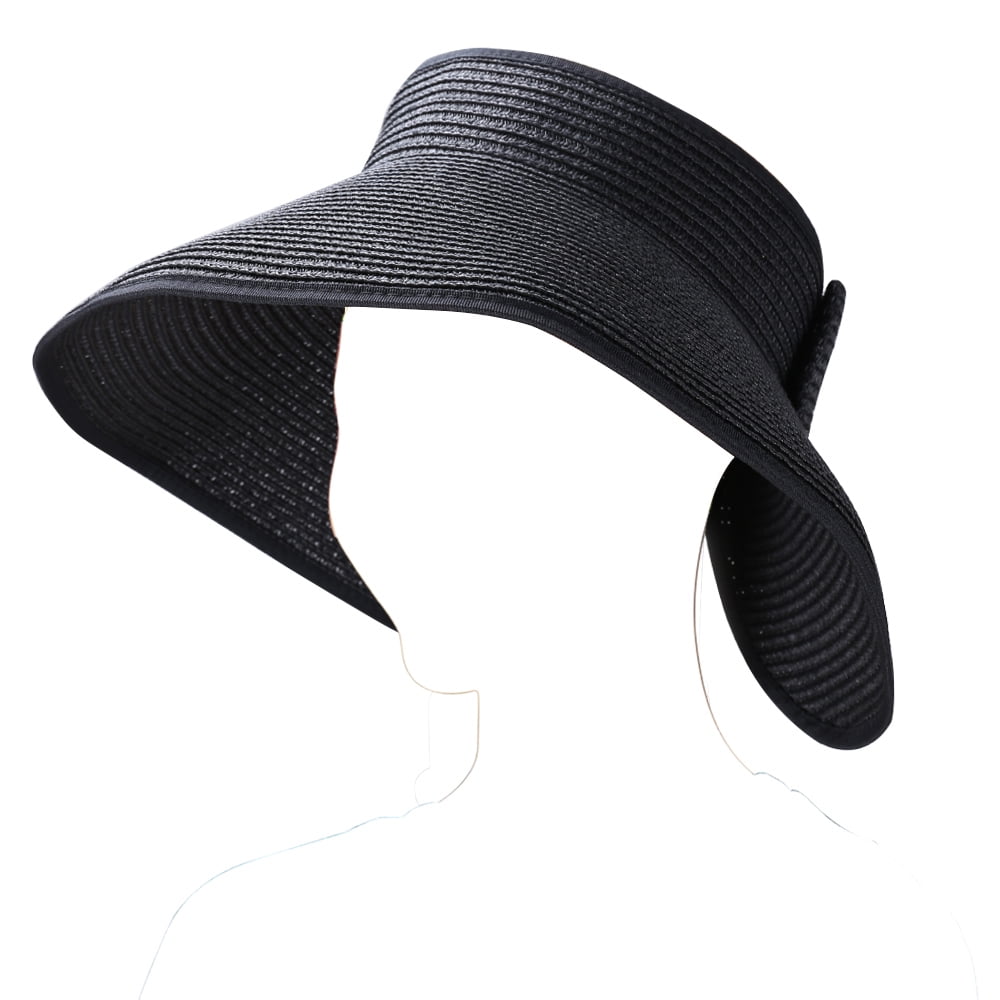 Fashion Women's and Girl's roll-up Summer Bow Tie Straw Visor Sun Hat