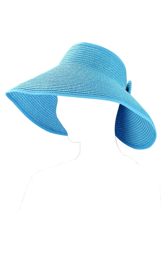 Fashion Women's and Girl's roll-up Summer Bow Tie Straw Visor Sun Hat