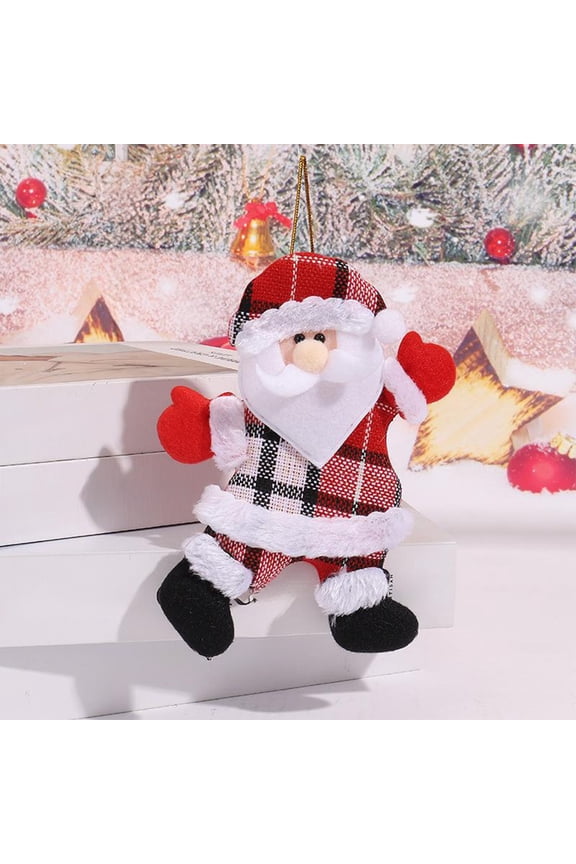 3 Pcs Christmas Decor Christmas Tree Pendants Christmas Cloth Figurine Pendants Red Plaid Dancing Santa Claus Snowman Doll Pendants Suitable For Christmas Decoration Party Decorations