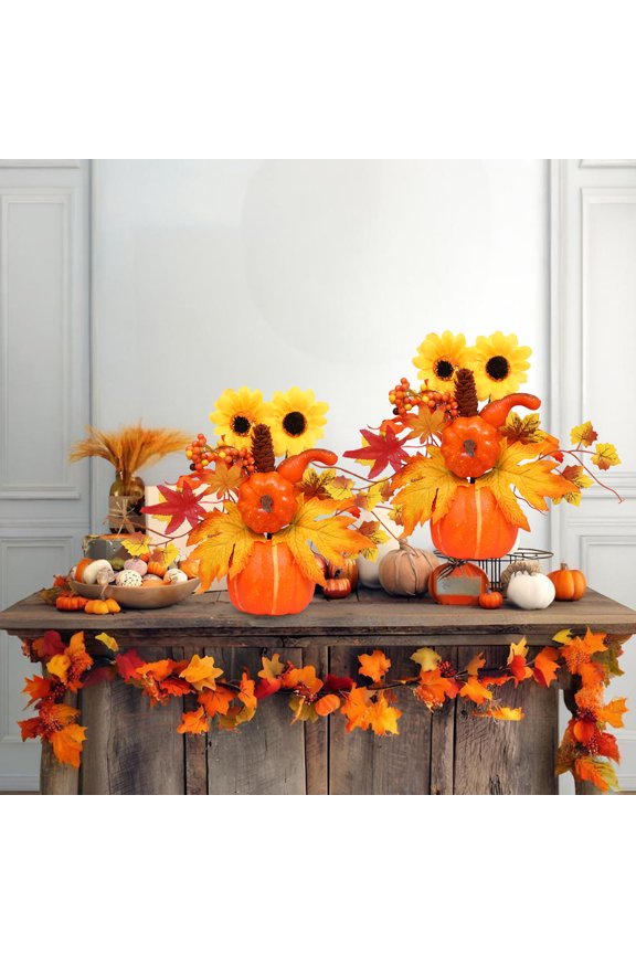5pcs Thanksgiving Ddecorations Wall Decor Halloween Simulation Pumpkin Tree Decoration Autumns Thanksgiving Halloween Home Decorations Dining Table Living Room Flower Ornaments Gifts