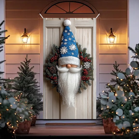 1 Pcs Christmas Decor 35 X 71 Inch Christmas Door Cover -Santa Claus Pattern Decoration- Christmas Day Door And Wall Decoration - Festival Party Decoration Office Decor
