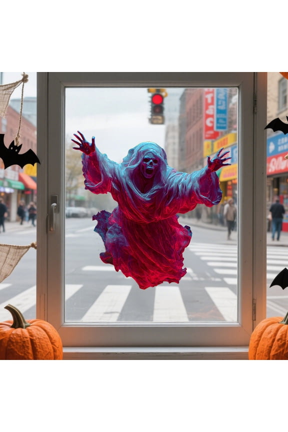 1pcs Halloween Outdoor Decorations 39X38.5cm Bedroom Decor Halloween Ghost Window Stickers Window Supermarket Festive Decorative Wall Stickers Gifts