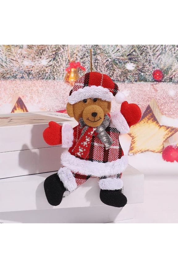 2 Pcs Christmas Decorations Christmas Tree Pendants Christmas Cloth Figurine Pendants Red Plaid Dancing Santa Claus Snowman Doll Pendants Suitable For Christmas Decoration Fall Decorations for Home