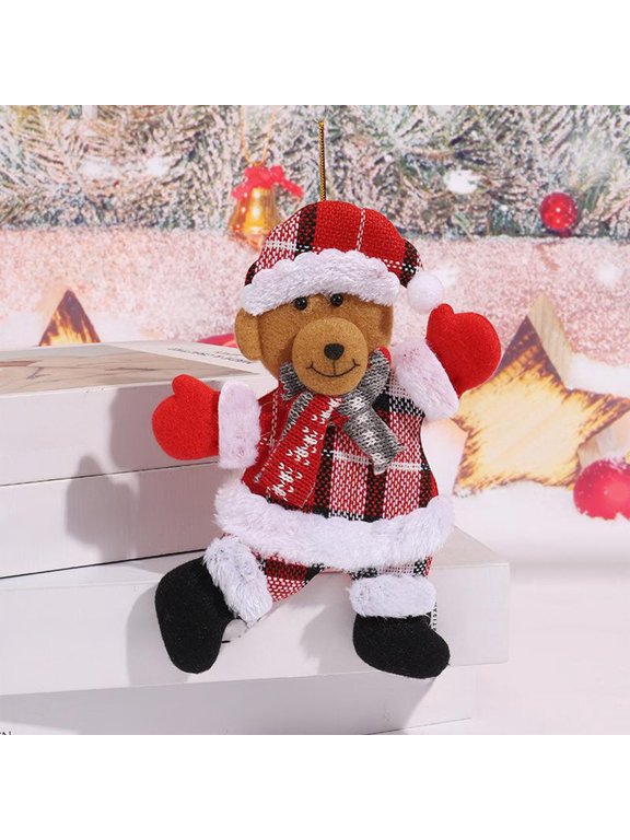 2 Pcs Christmas Decorations Christmas Tree Pendants Christmas Cloth Figurine Pendants Red Plaid Dancing Santa Claus Snowman Doll Pendants Suitable For Christmas Decoration Fall Decorations for Home